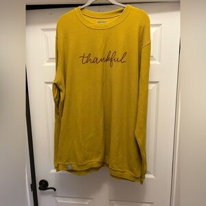 Mustard Yellow 'Thankful' Ribbed Sweatshirt